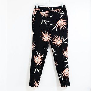 Tropical Print Wrinkle-Free Cropped Ankle Capri Pants | Size M